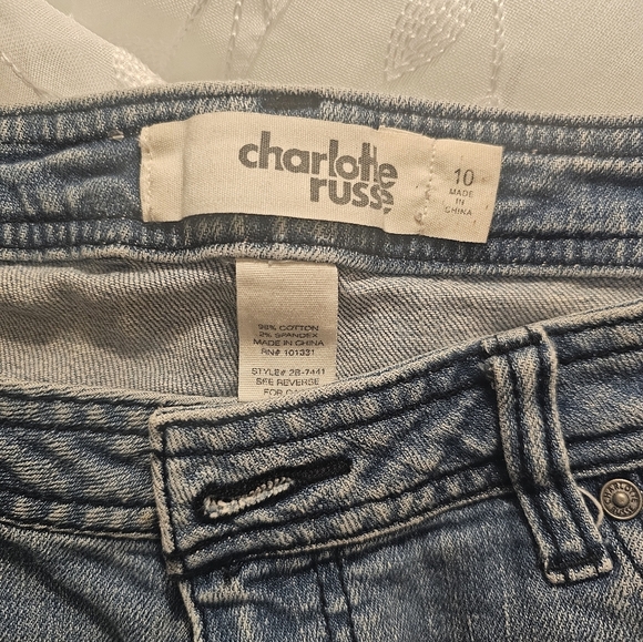 Charlotte Russe denim distressed long chic womens shorts size 10 - Picture 2 of 7